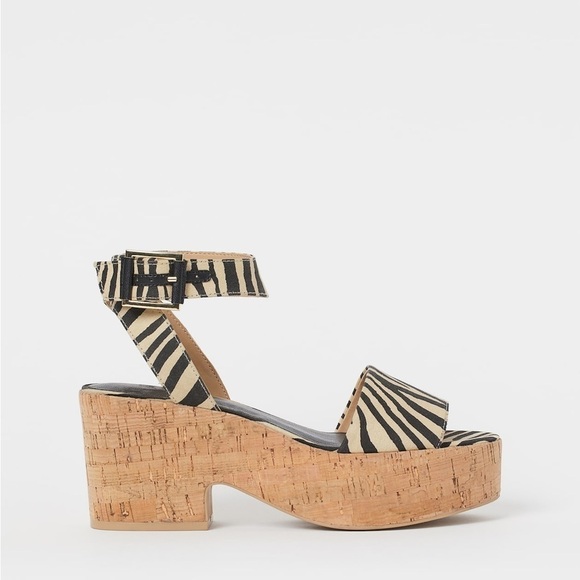 293. H&M Platform Sandals Zebra Print 38/8 - Picture 8 of 8